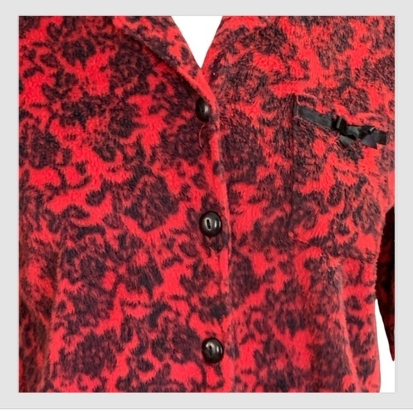 Jacyln Smith Women Soft Cozy Pajama Shirt and Pants Set Sz M Red Black #251i - Picture 4 of 7